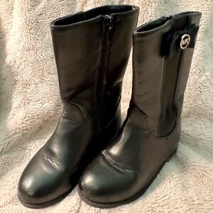 Michael Kors Toddler Boots Girls size 9 black bow tie Logo Fabric Lined